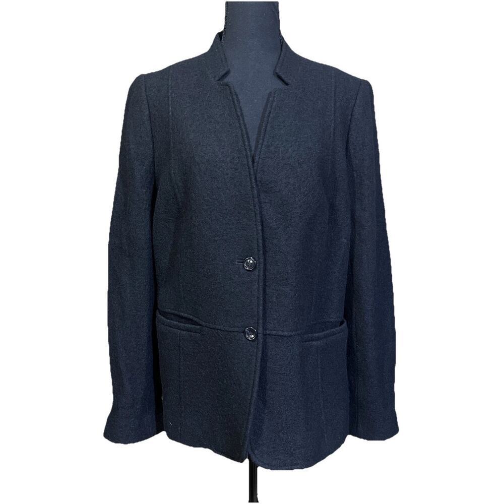 Talbots Wool Blend Blazer Jacket Black Classic Preppy Heritage Capsule 14